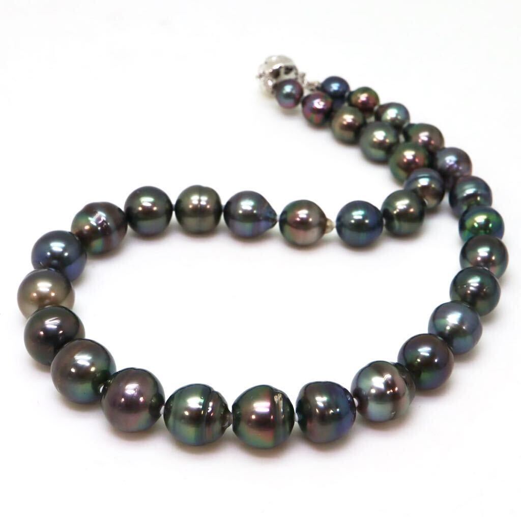 ＊南洋黒蝶真珠ネックレス＊m 約80.1g 約45.0cm 9.0~13.5mm 黒真珠 パール pearl jewelry necklace accessory silver EB0/EB0_画像5