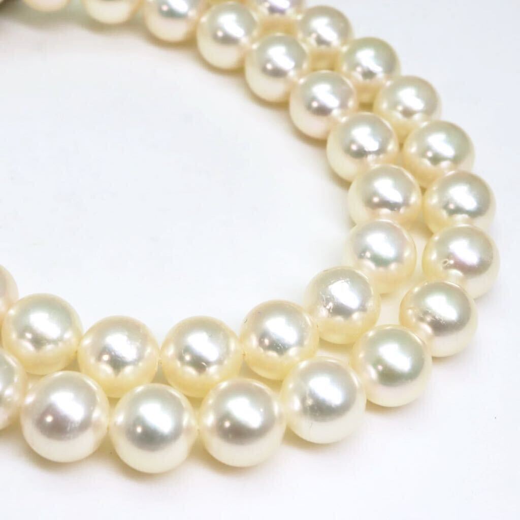 大珠!!良品!!＊アコヤ本真珠ネックレス＊m 約43.8g 約43.0cm 約8.0~8.5mm あこや パール pearl necklace jewelry silver EA2/EB2_画像4