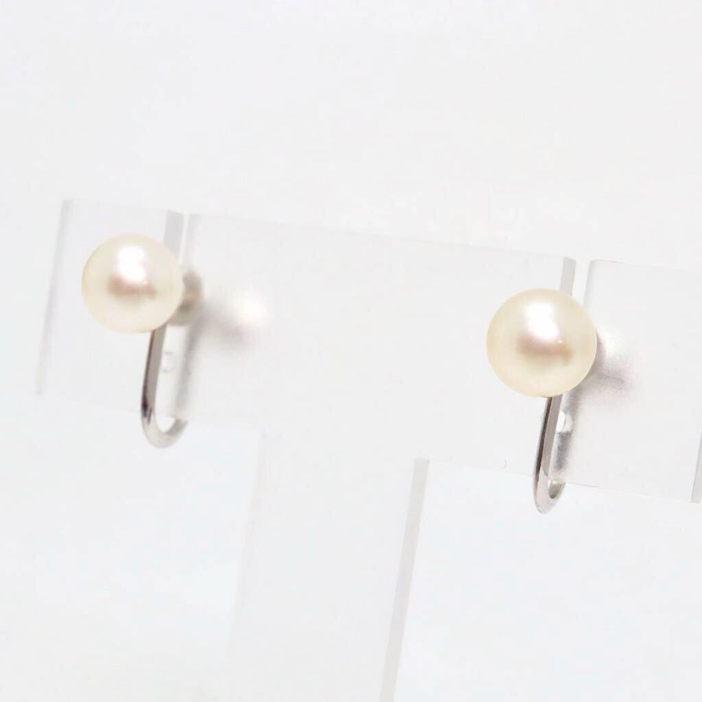 箱付き!!＊MIKIMOTO(ミキモト) K14WGアコヤ本真珠イヤリング＊a 約2.8g 約7.0mm パール pearl earring jewelry EA3/EA5の画像1