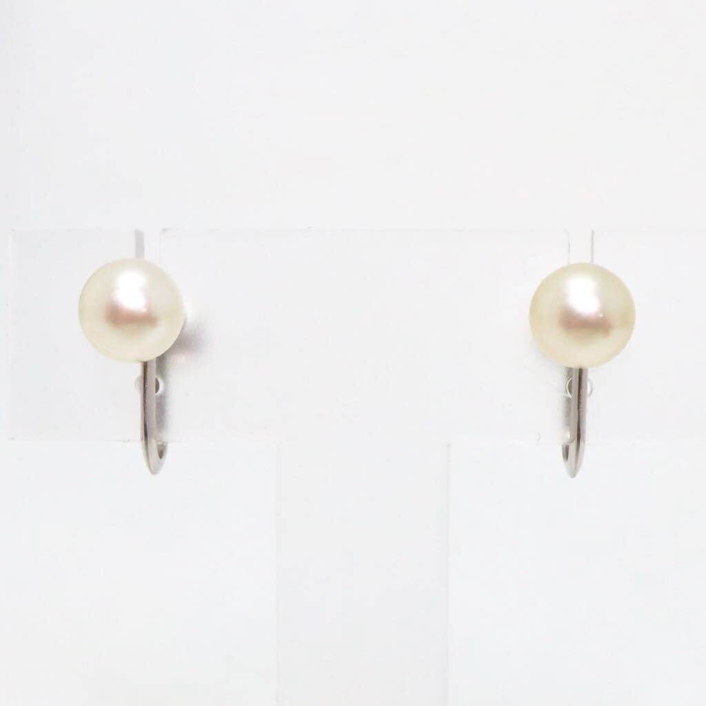 箱付き!!＊MIKIMOTO(ミキモト) K14WGアコヤ本真珠イヤリング＊a 約2.8g 約7.0mm パール pearl earring jewelry EA3/EA5の画像2