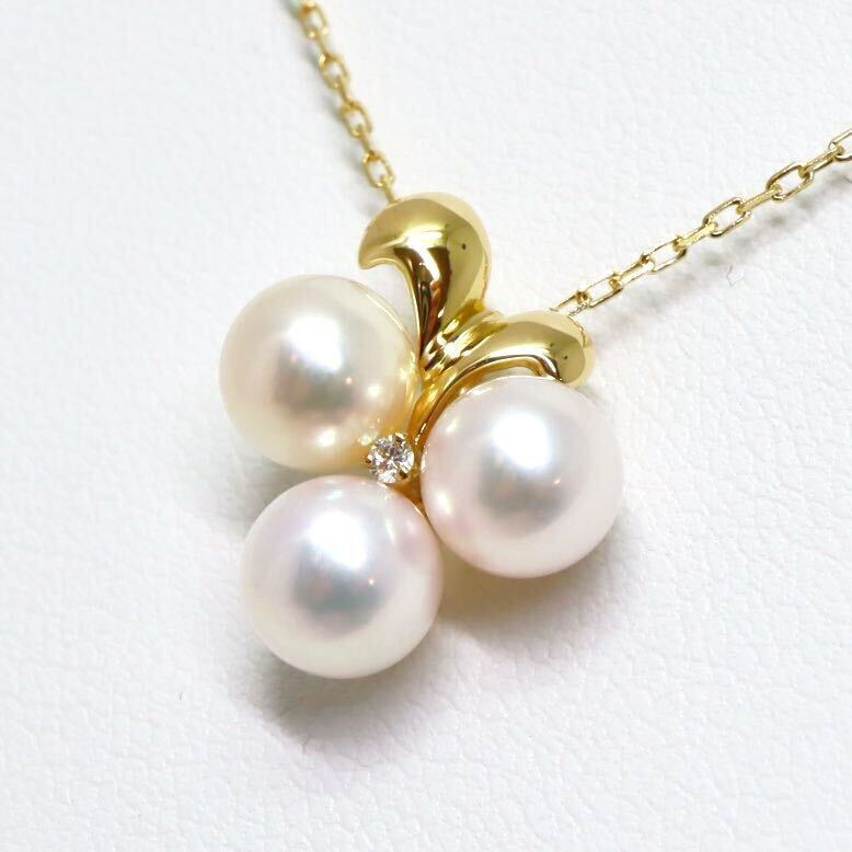 ＊MIKIMOTO(ミキモト)K18アコヤ本真珠/天然ダイヤモンドペンダント＊a 3.0g 38.0cm パール pearl diamond jewelry pendant EA5/EB0の画像2