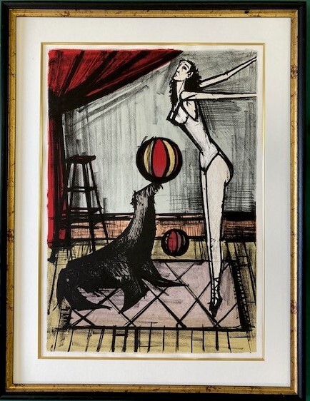 【特価】　≪　　ベルナール 　ビュッフェ　　≫　　オリジナル リトグラフ【石版画】 　OTARIE-MON CIRQUE 　1968年 　BERNARD BUFFET_画像1