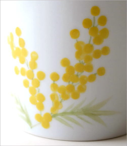 マグカップ 陶器 磁器 おしゃれ かわいい ミモザ カフェ マグ カップ 可愛い 爽やか 和食器 ミモザ ストレートマグ_画像3