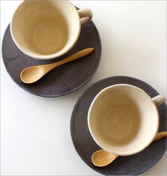 カップ＆ソーサー おしゃれ 陶器 和食器 コーヒーカップ セット 日本製 美濃焼 キナリカップ＆ソーサー2個セットの画像2