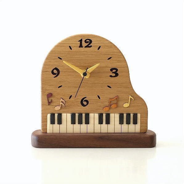 置き時計 置時計 おしゃれ アナログ 木製 天然木 無垢 日本製 かわいい 手作り ウッド置き時計 ピアノ 送料無料(一部地域除く) hkp9887