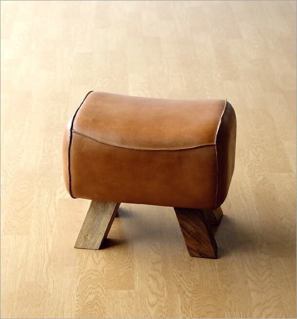 スツール おしゃれ 木製 革 レザー アンティーク 椅子 イス チェア 玄関 ナチュラル 本革 天然木 シンプル レザーとウッドのスツール_画像8