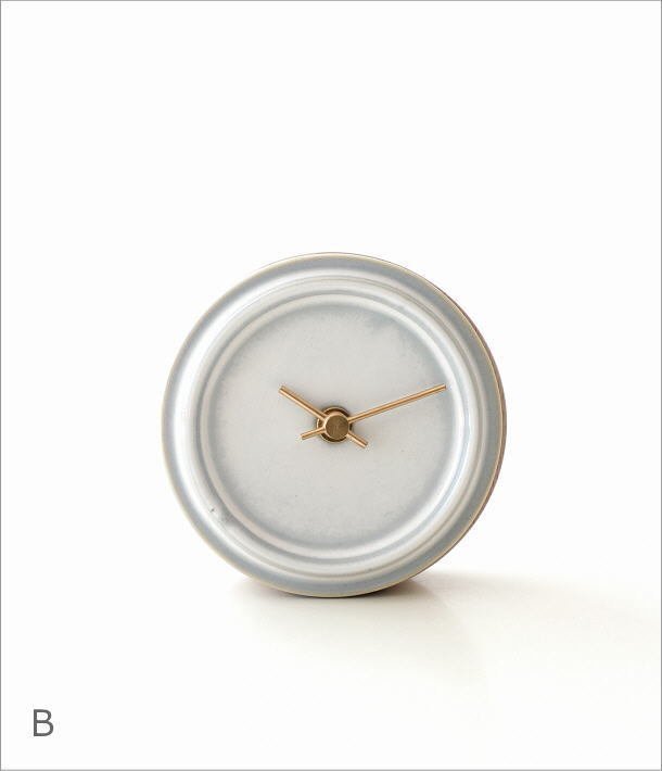 置き時計 おしゃれ アナログ 陶器 かわいい シンプル 美濃焼 日本製 陶器とウッドの置時計 【Bカラー】 送料無料(一部地域除く)ssk4546b
