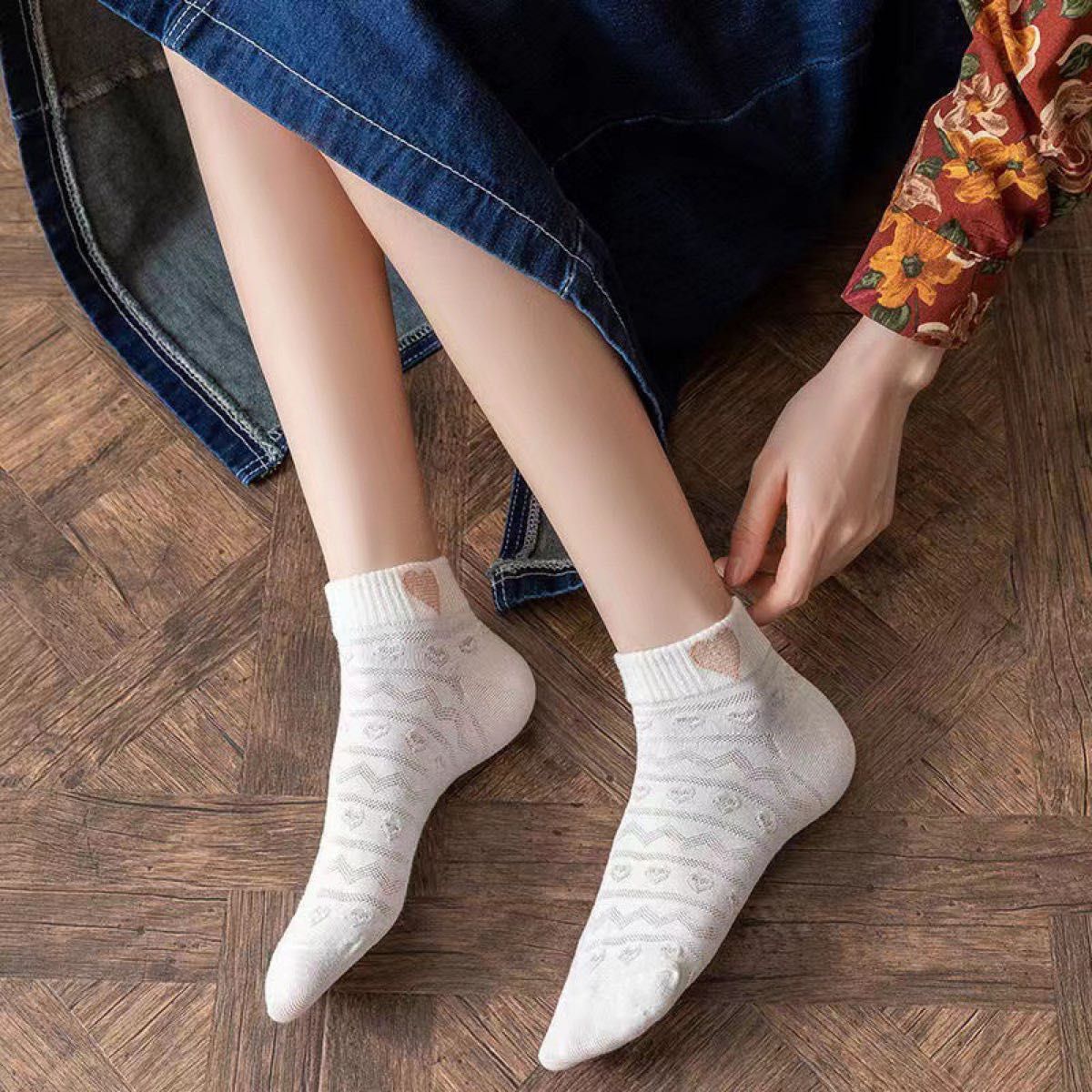新商品入荷　レディースソックス　5足セット　お洒落な可愛い柄くるぶしショートスニーカーソックス　女性靴下
