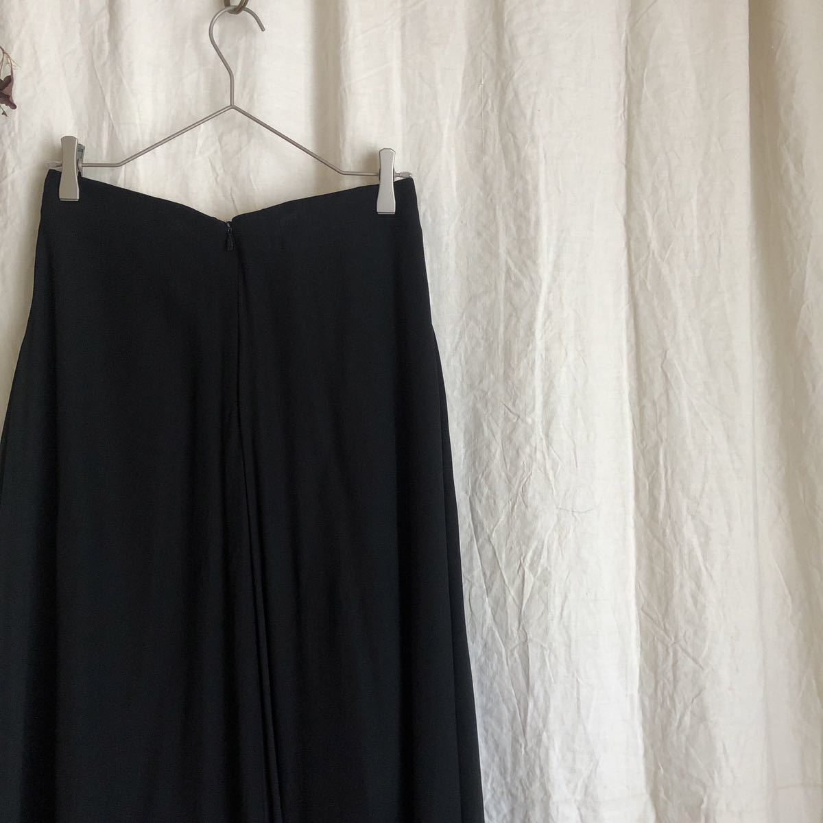 レア Chloe クロエ 2016 シルク100％ 裾フリル ロングスカート 黒 36_画像5