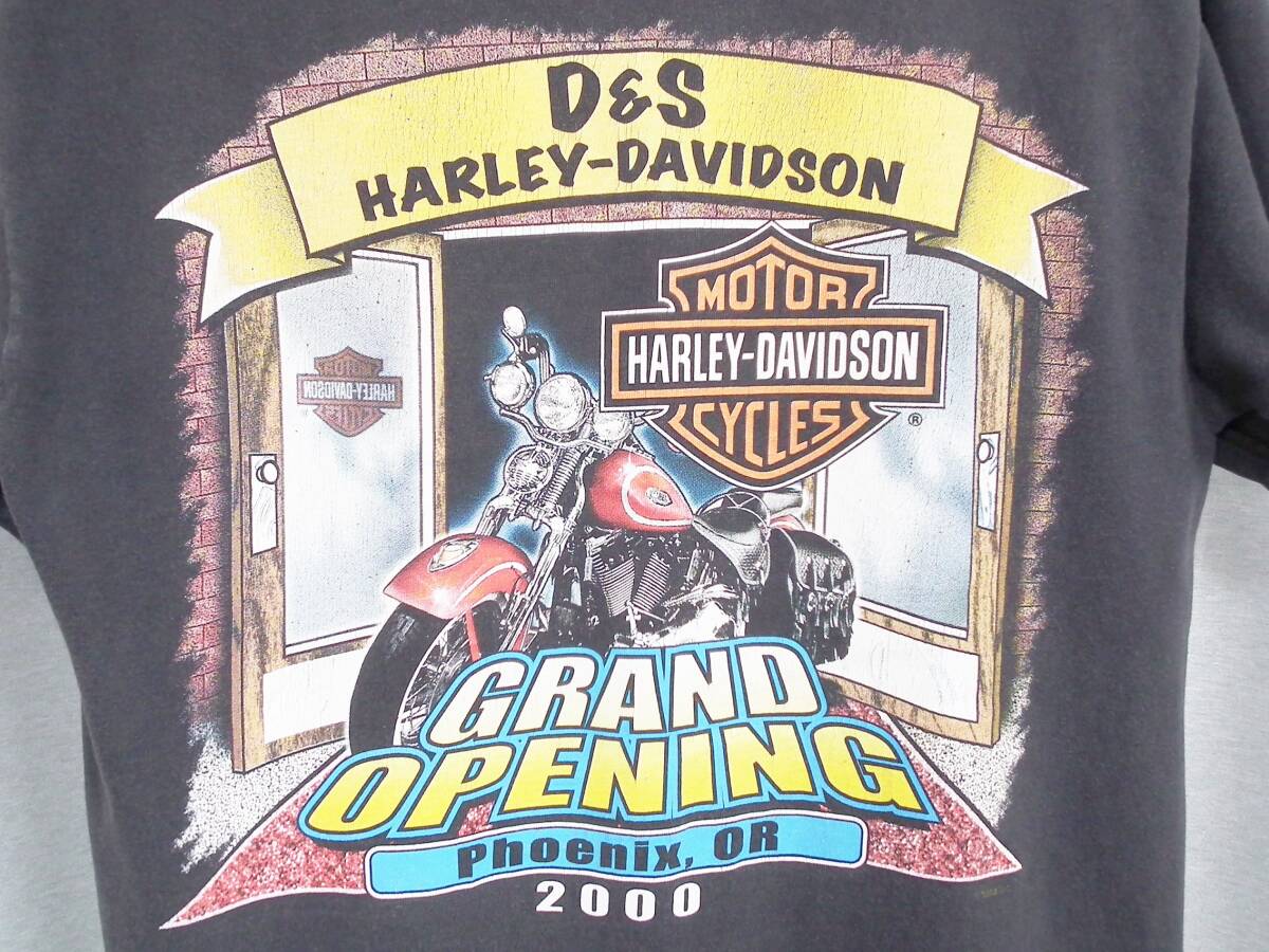 ◆ワケアリ格安◆HARLEY DAVIDSON ハーレーダビッドソン Tシャツ フェードブラック 2000年 USA アメリカ製 Hanes BEFFY-T Y2K 90s 古着女子の画像1