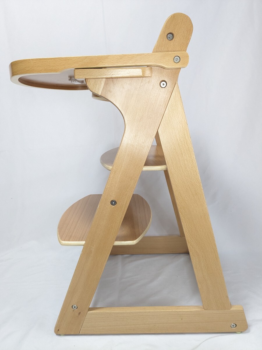 美品 KATOJI プレミアムベビーチェア カトージ 幼児用 ナチュラル 22947 木製 ハイチェア テーブル付きの画像5