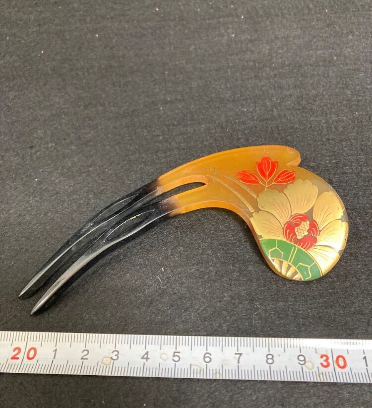 3/27(27) antique kimono small articles tortoise shell . ornamental hairpin hair ornament chopsticks type ornamental hairpin gold lacqering lady's accessory 