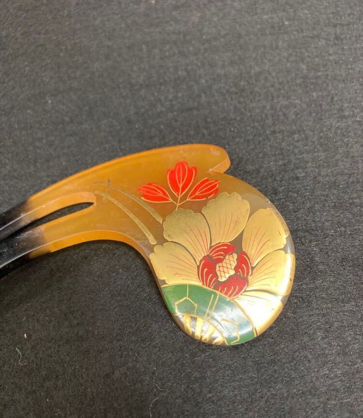 3/27(27) antique kimono small articles tortoise shell . ornamental hairpin hair ornament chopsticks type ornamental hairpin gold lacqering lady's accessory 