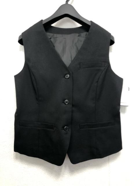 新品☆13号L♪黒系無地♪ベストスーツ♪2スカート♪事務服・会社制服☆b312