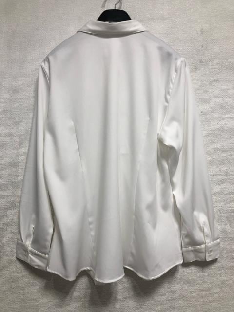 新品☆5L♪白系♪サテンきれいめスキッパーシャツ♪お仕事・事務服☆r982