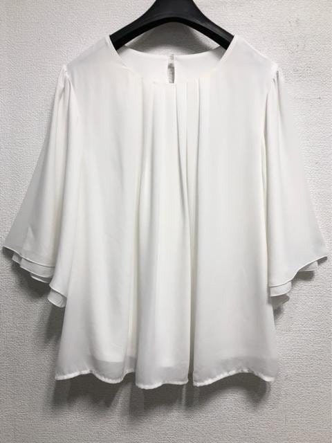  new goods *5L white series!7 minute flair sleeve! front tuck on goods blouse!.. equipped *b366