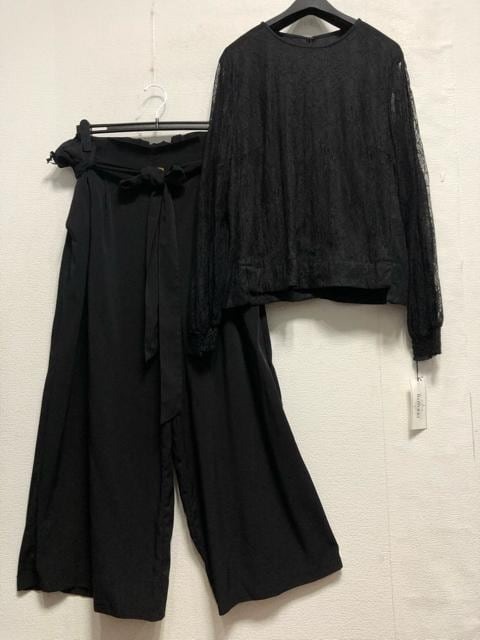 新品☆21号3L黒系♪レーストップス&ワイドパンツ♪パーティ 新品☆21号3L黒系♪レーストップス&ワイドパンツ♪パーティ