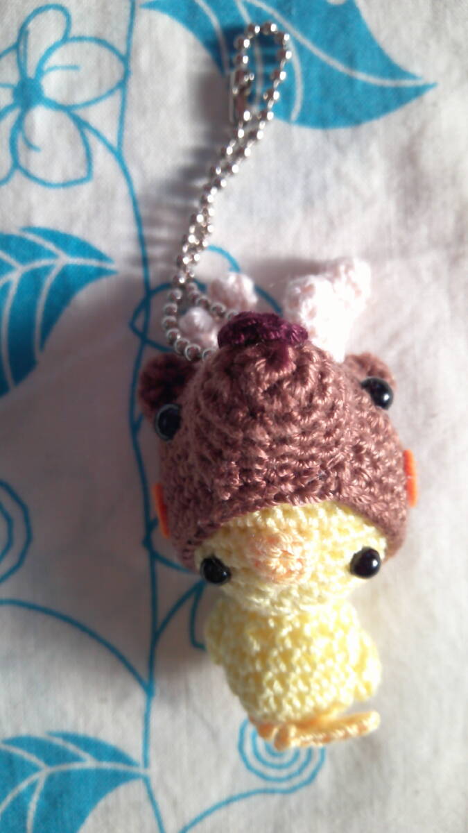  knitting chick reindeer mascot ball chain key holder 