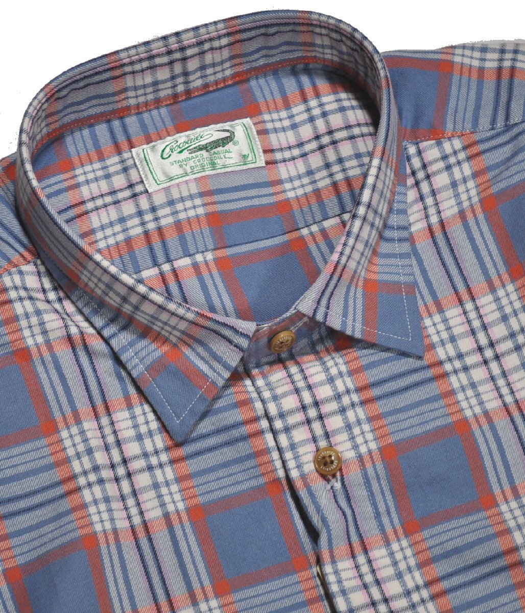 [クロコダイル] ワークシャツ カジュアルシャツ 長袖 綾織り 大きいサイズ 春秋 3Lサイズ 2青格子 1001-15121の画像3
