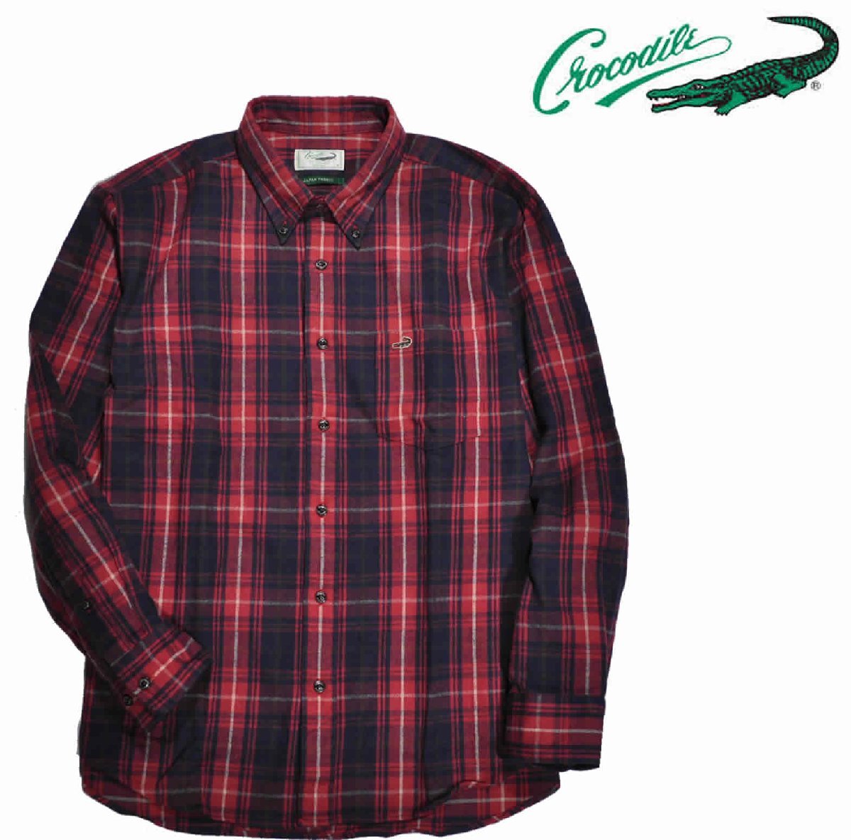 [クロコダイル] ワークシャツ カジュアルシャツ ネルシャツ長袖 大きいサイズ 2Lサイズ　2赤　1001-15112　_画像1