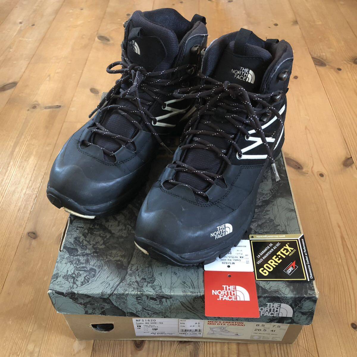 THE NORTH FACE GORE-TEX Creston Mid ブラック×ホワイト US8.5／26.5cm ゴアテックスGTX_画像1