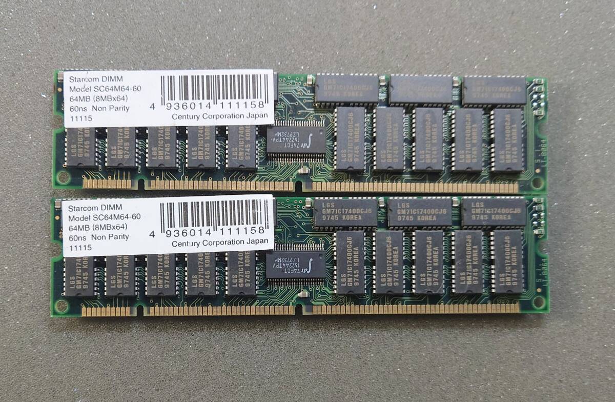 KN4704 【ジャンク品】 メモリー DIMM SC64M64-60 64MB 2枚セットの画像1