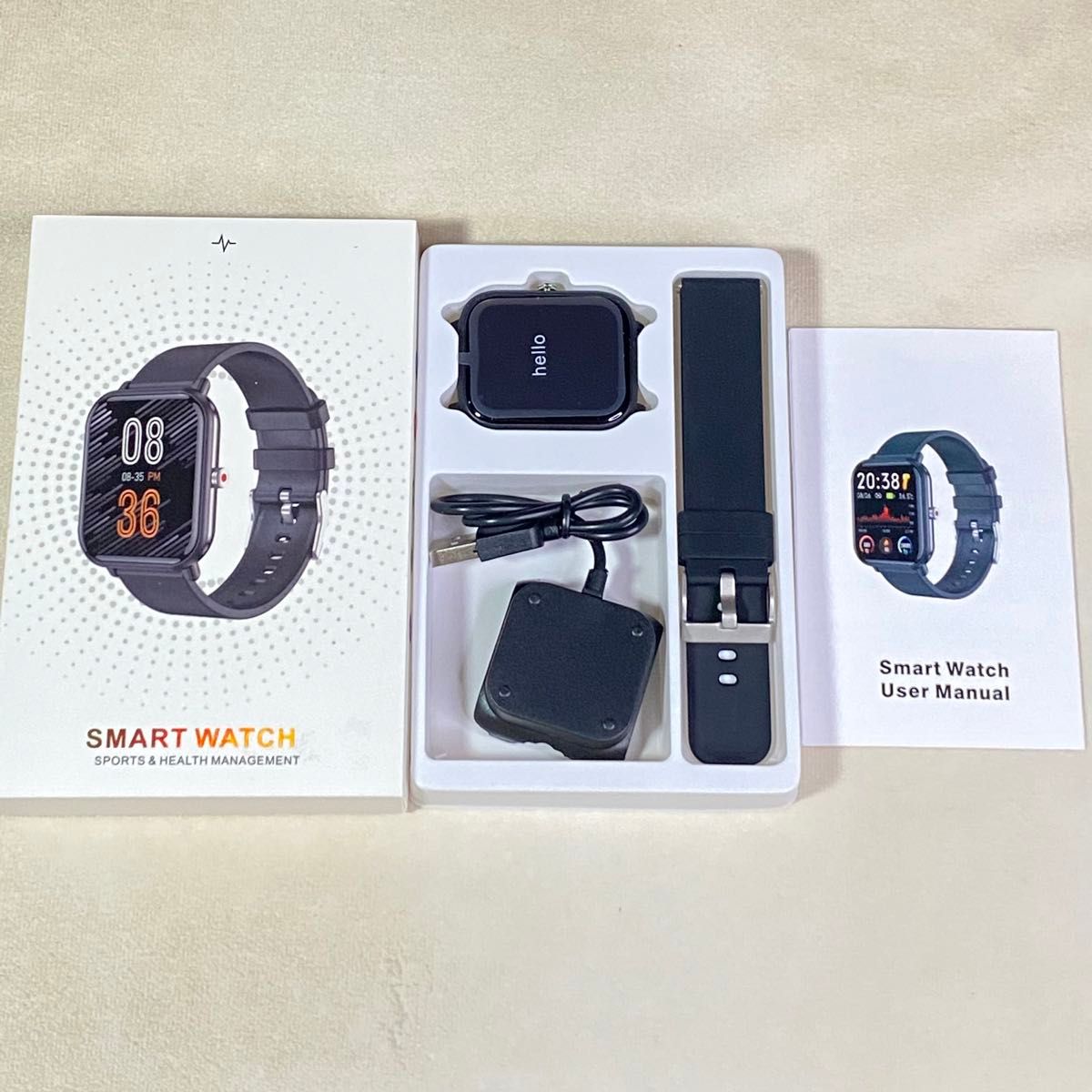 スマートウォッチ smart watch 文字盤自由設定 多種類運動モード 大画面 IP68防水 iPhone/Android対応