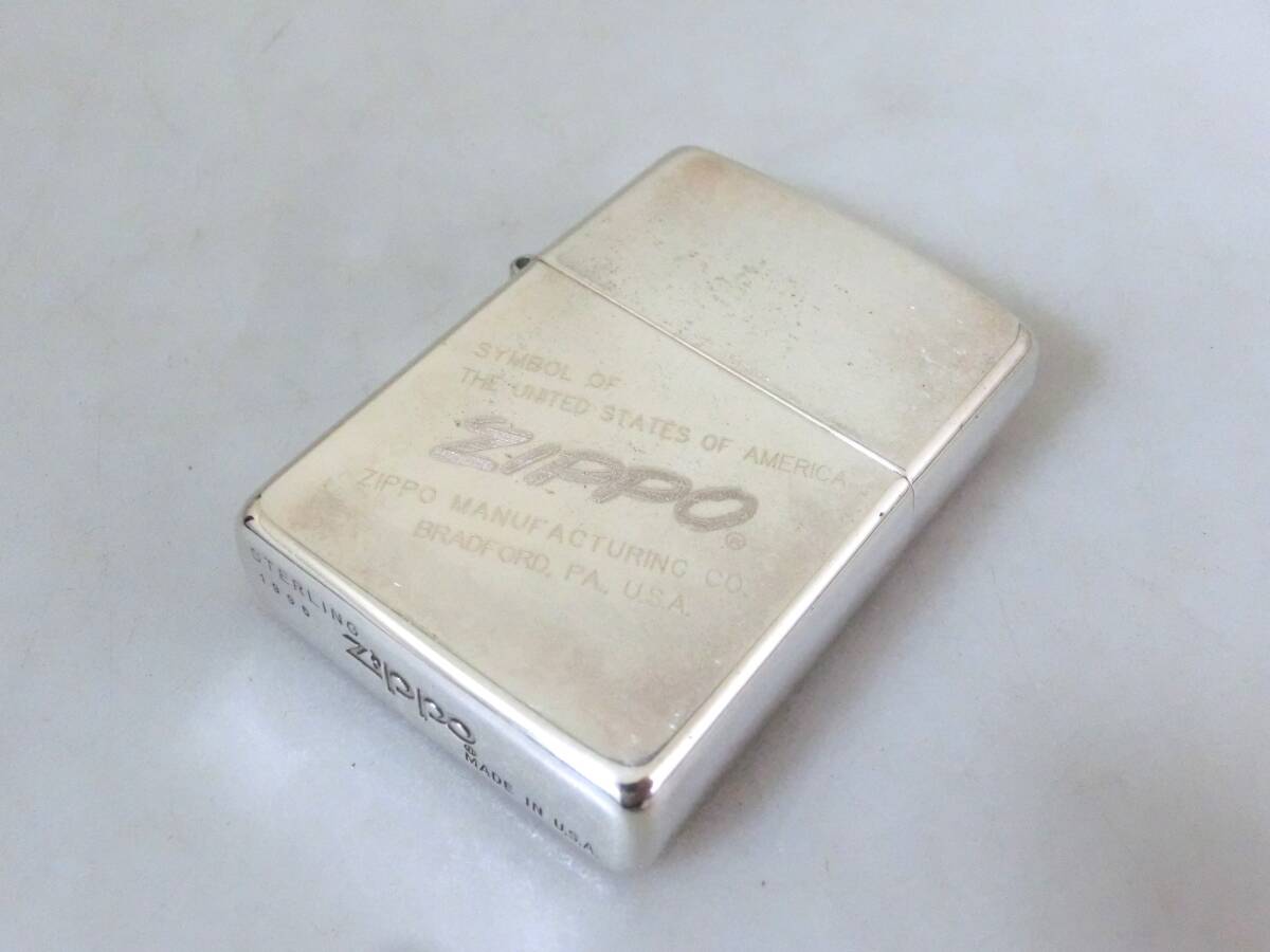 ☆W200)未使用 zippo ジッポ ライター/STERLING SILVER スターリング シルバー 1995 USA製 元箱◆_画像4