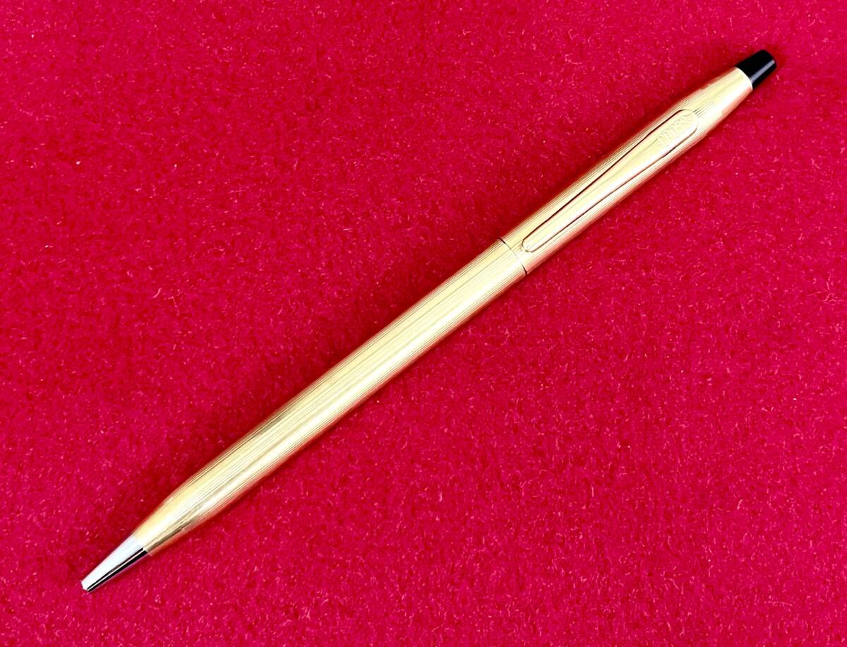 ☆S) CROSS クロス ツイスト式 ボールペン ゴールドカラー スリム ストライプ 筆記用具 ★の画像1