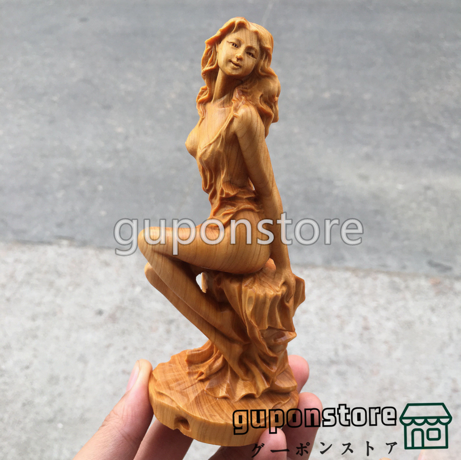 【極上の木彫】◆美女◆女神◆ヌード ◆裸婦像◆女性像/彫刻工芸品/手作りデザイン/文遊びの手/置物_画像1
