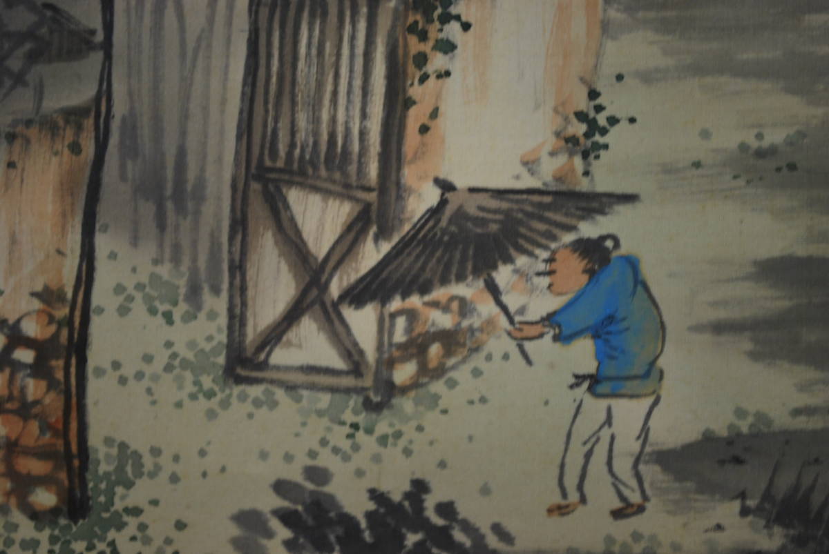 真作】安田半圃/竹林山水人物画賛/掛軸☆宝船☆S‐298 JM | www.bauen