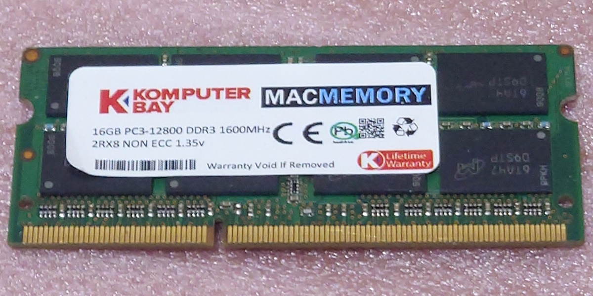 ★Komputerbay/Micron MT16KTF2G64HZ-1G6A1 - P3L-12800S/DDR3L-1600 204Pin DDR3 S.O.DIMM 16GB 動作品_画像1