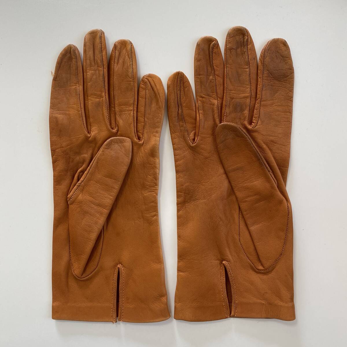 [ used ] Italy CERUMO ne-ta lady's leather glove leather gloves orange lining less size 7 half SERMONETA GLOVES