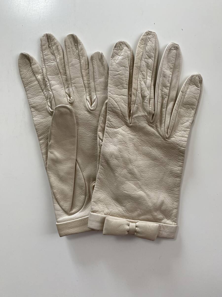 [ beautiful goods ] Italy made Foxey FOXEY lady's leather glove leather gloves ivory series lining less size 6 half 