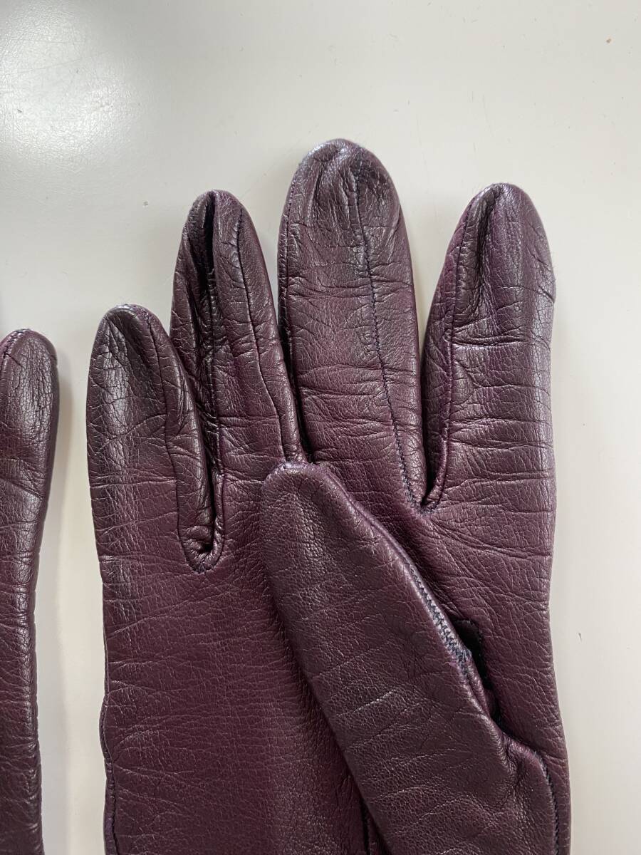 [ used ] Italy CERUMO ne-ta leather glove purple series leather gloves silk lining size 6 half SERMONETA GLOVES