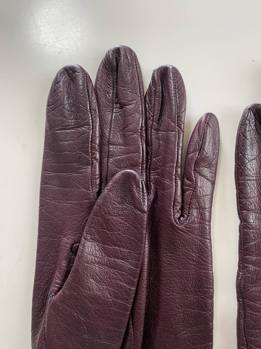 [ used ] Italy CERUMO ne-ta leather glove purple series leather gloves silk lining size 6 half SERMONETA GLOVES