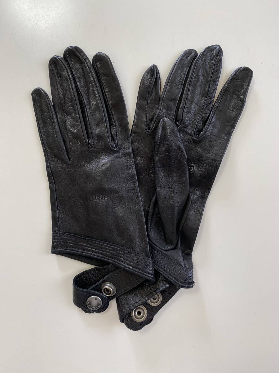 [ beautiful goods ] Italy made diesel DIESEL lady's leather glove black black leather gloves lining less size Ⅰ