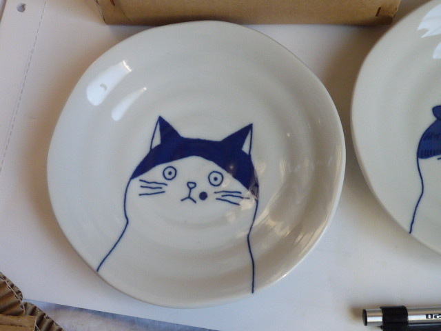 未使用◆美濃焼 ねこフレンズ取り皿 ５柄組 ネコ (=^・^=) 猫 φ16cm_画像2