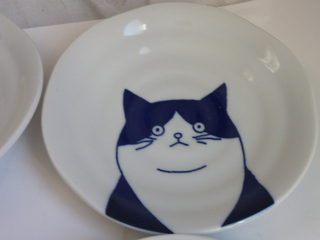 未使用◆美濃焼 ねこフレンズ取り皿 ５柄組 ネコ (=^・^=) 猫 φ16cm_画像5