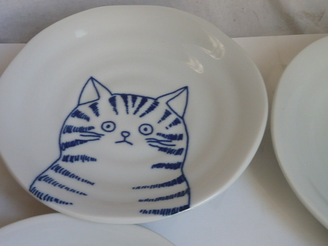 未使用◆美濃焼 ねこフレンズ取り皿 ５柄組 ネコ (=^・^=) 猫 φ16cmの画像6