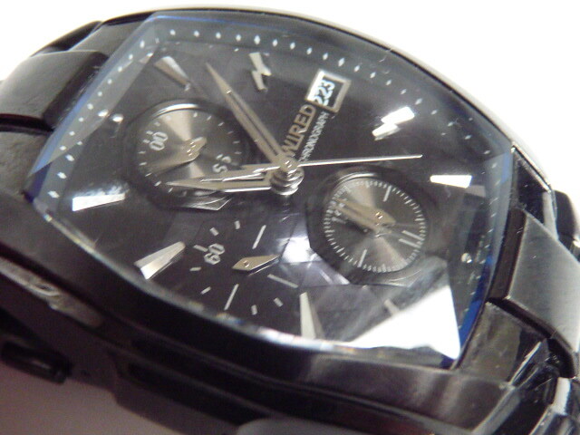 電池交換◆SEIKO セイコー WIRED ワイアード 腕時計 7T92-0HT0 クオーツ カットガラス トノー クロノグラフ _画像3