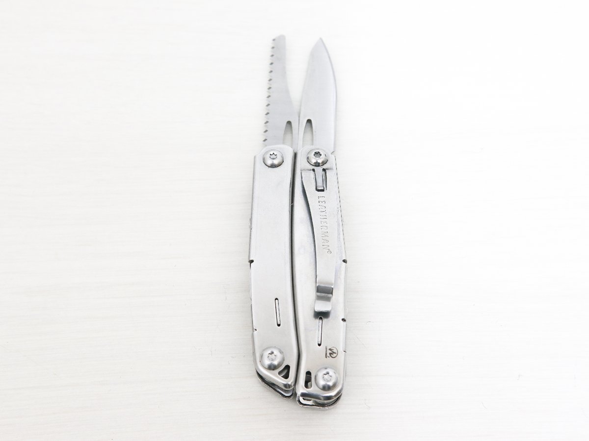 中古美品 LEATHERMAN レザーマン マルチツール SIDEKICK サイドキック ステンレス 元箱 カラビナ ナイロンケース付き 多徳ナイフ キャンプの画像6