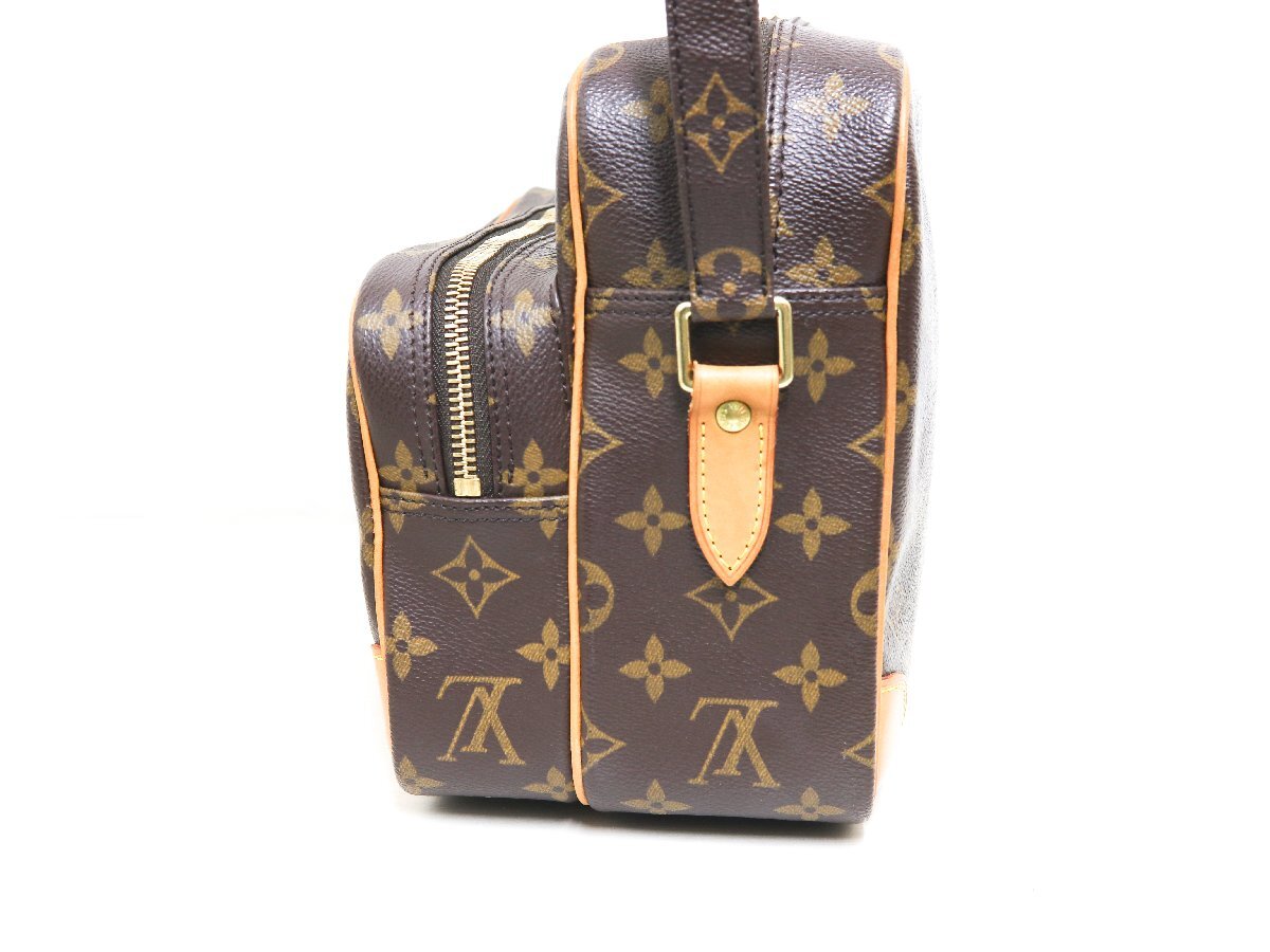 美品 ルイヴィトン Louis Vuitton ナイル バッグ ショルダーバッグ サコッシュ モノグラム M45244 ブラウン レザー ベタ無し 廃版 袋付き_画像4