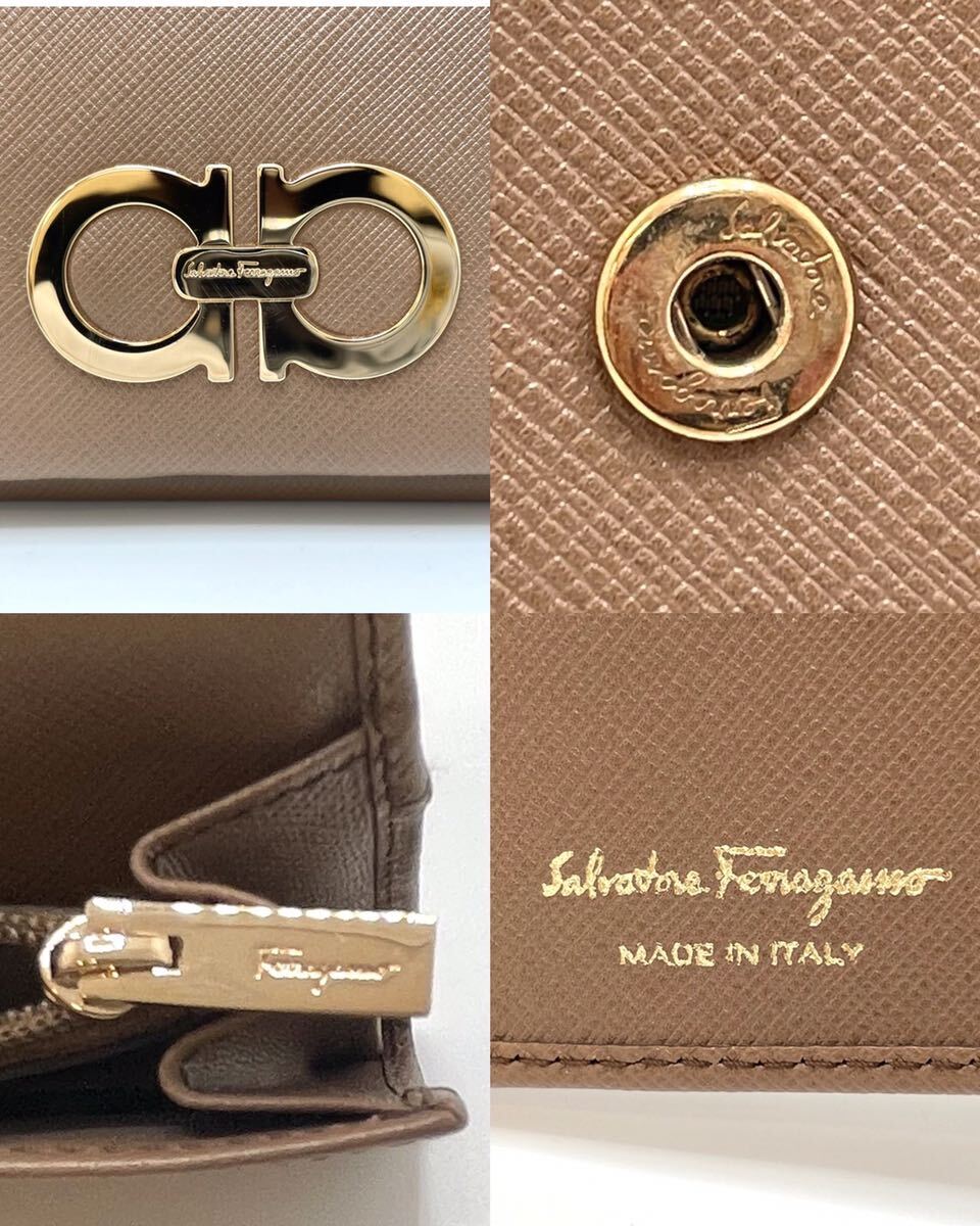 （T3371）Salvatore Ferragamo/サルバトーレフェラガモ 長財布 レザー ガンチーニ ブラウン系_画像7