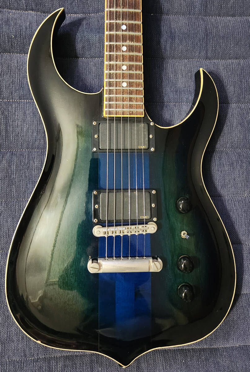 “EVIL” Original Shape Hand-Made Guitar Thru-Neck EMG Deep Blue_画像1