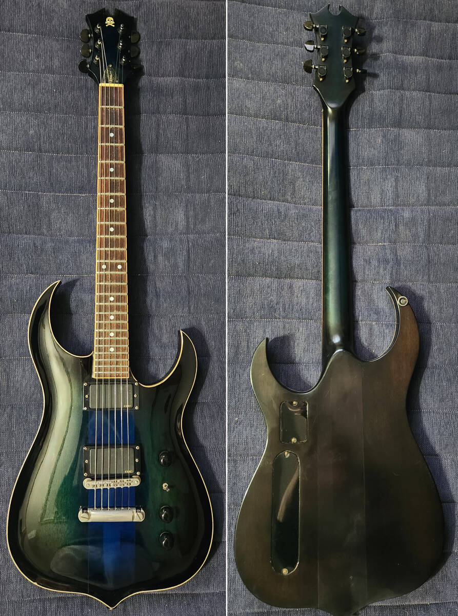 “EVIL” Original Shape Hand-Made Guitar Thru-Neck EMG Deep Blue_画像2