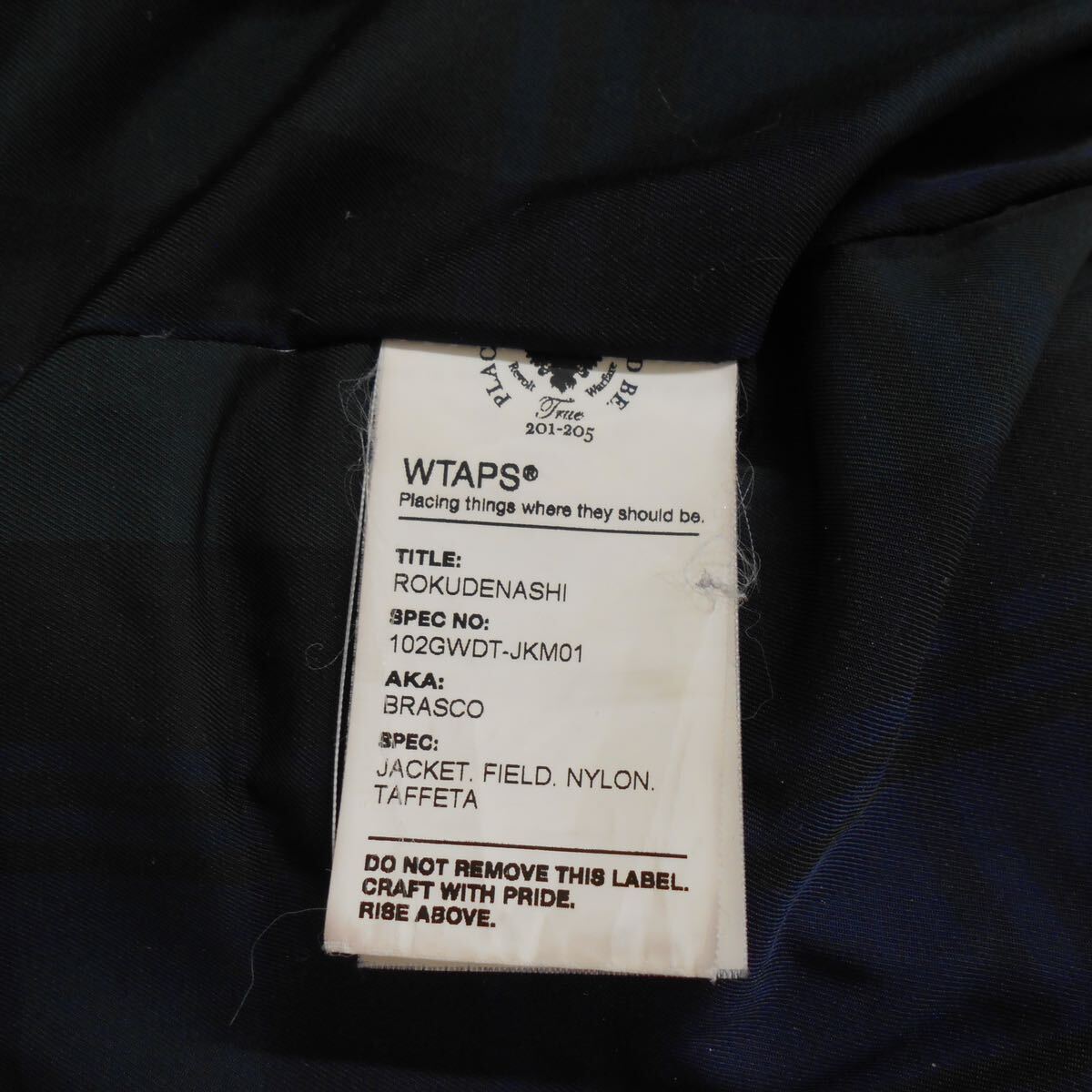 WTAPS ダブルタップス 102GWDT-JKM01 BRASCO JACKET ナイロン WTAPS ダブルタップス 102GWDT-JKM01 BRASCO JACKET ナイロン