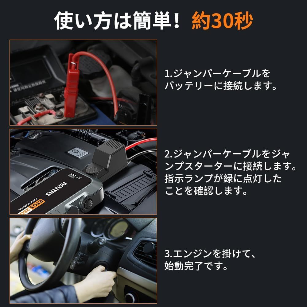 ジャンプスターター 21800mAh 大容量 2500Aピーク電流 12V_画像4