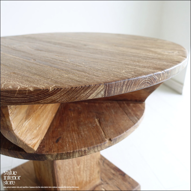  Vintage side table Anqbo20 circle table round shape table furniture coffee table cheeks material one point thing reproduction furniture natural wood house 