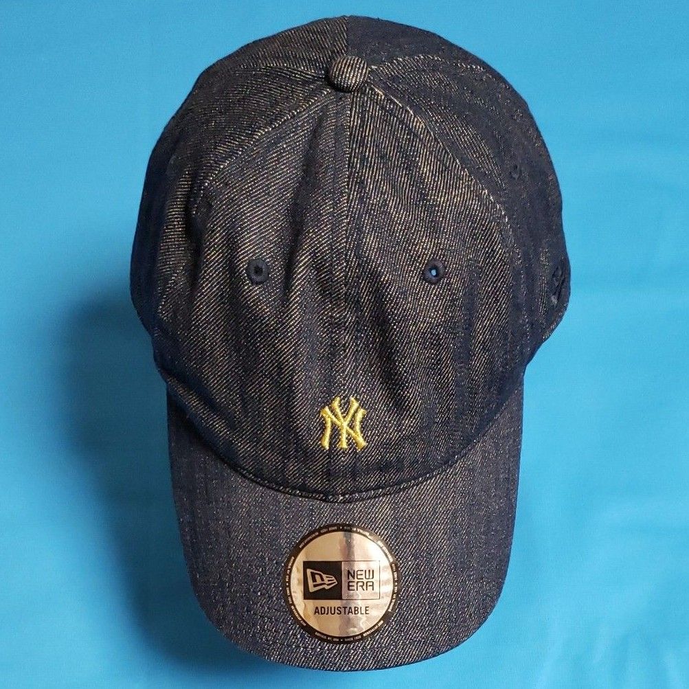 ニューエラ Denim ゴールドロゴ MLB ニューヨーク ヤンキース キャップ インディゴデニム 紺 帽子 New Era 美品